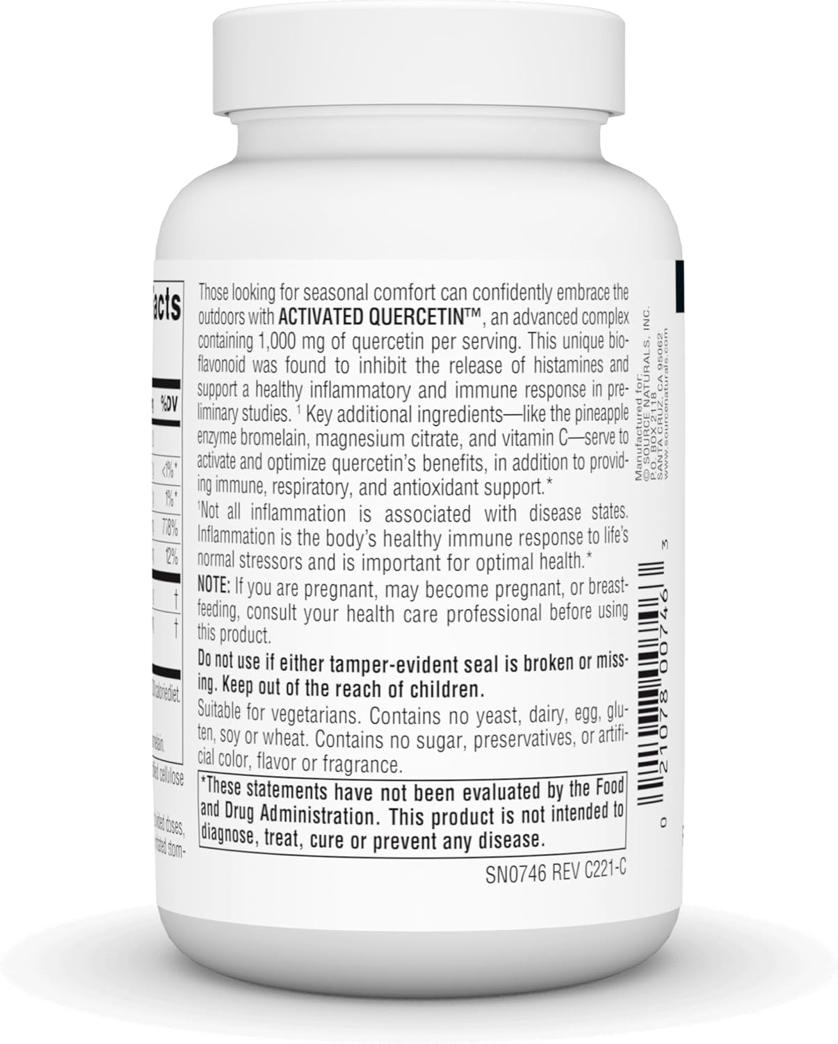 Plant-Derived Source Naturals Quercetin Complex for Seasonal & Immune Defense - 100 Tablets