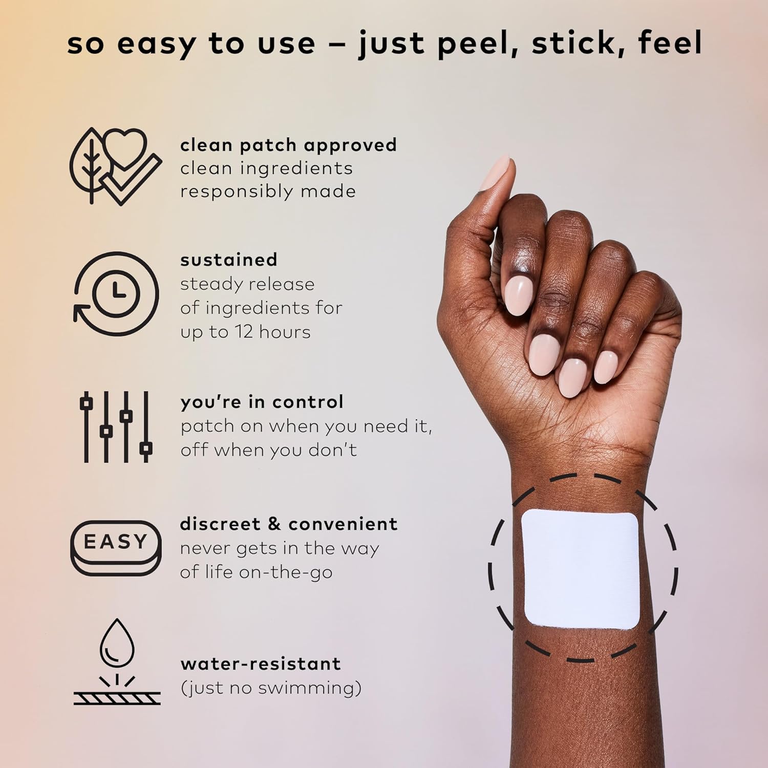 Plant Powered Energy Support Patch with Caffeine, Beta Alanine, and Rhodiola - Sustained Release Active Patches (24 Count)