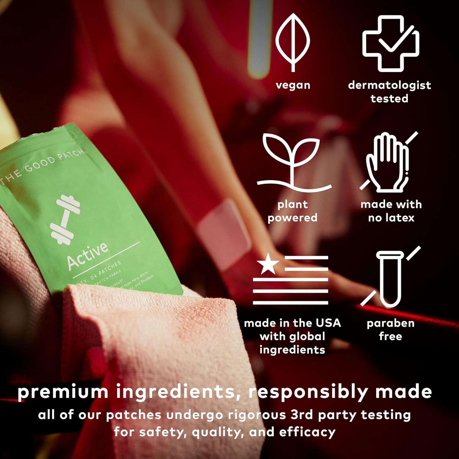 Plant Powered Energy Support Patch with Caffeine, Beta Alanine, and Rhodiola - Sustained Release Active Patches (24 Count)