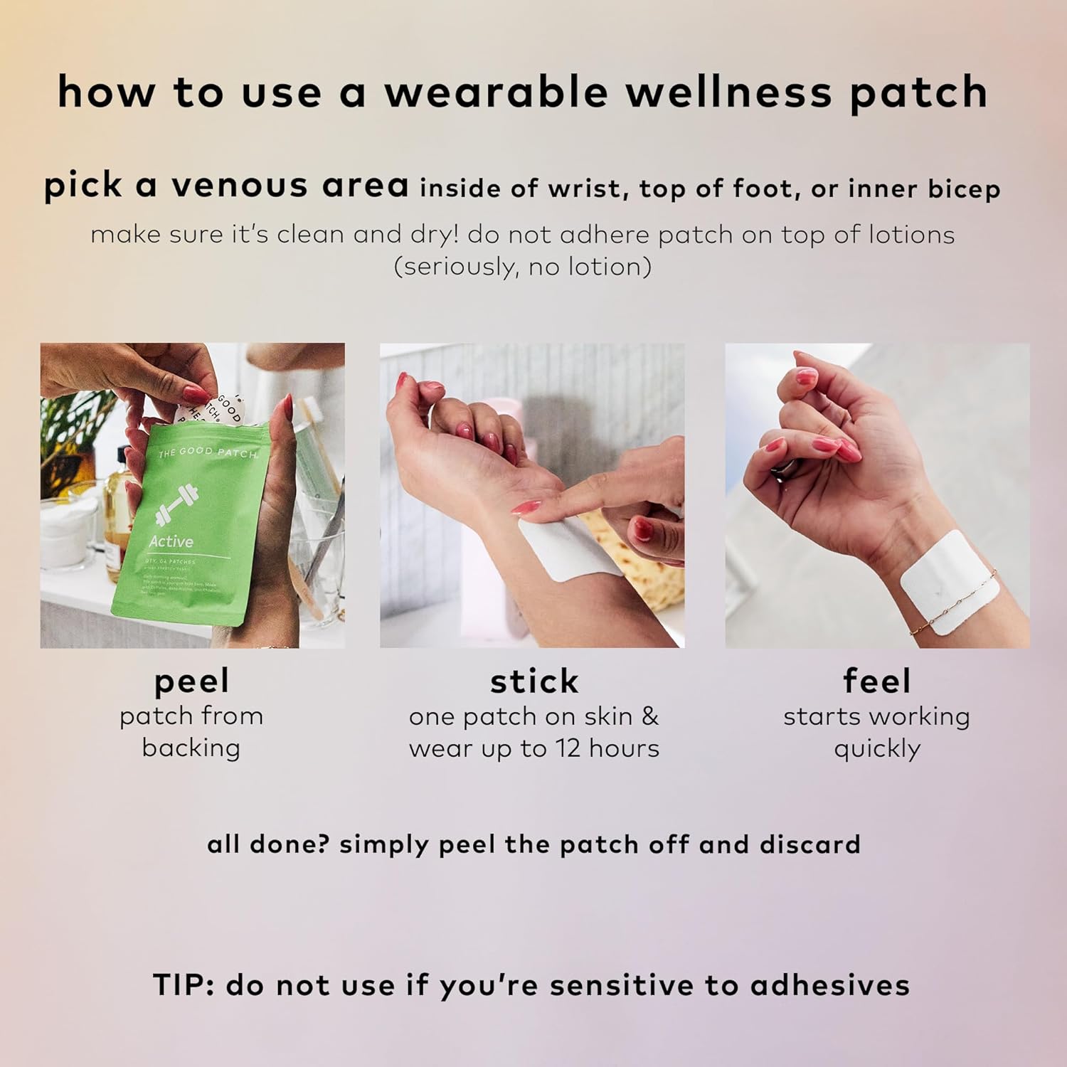 Plant Powered Energy Support Patch with Caffeine, Beta Alanine, and Rhodiola - Sustained Release Active Patches (24 Count)