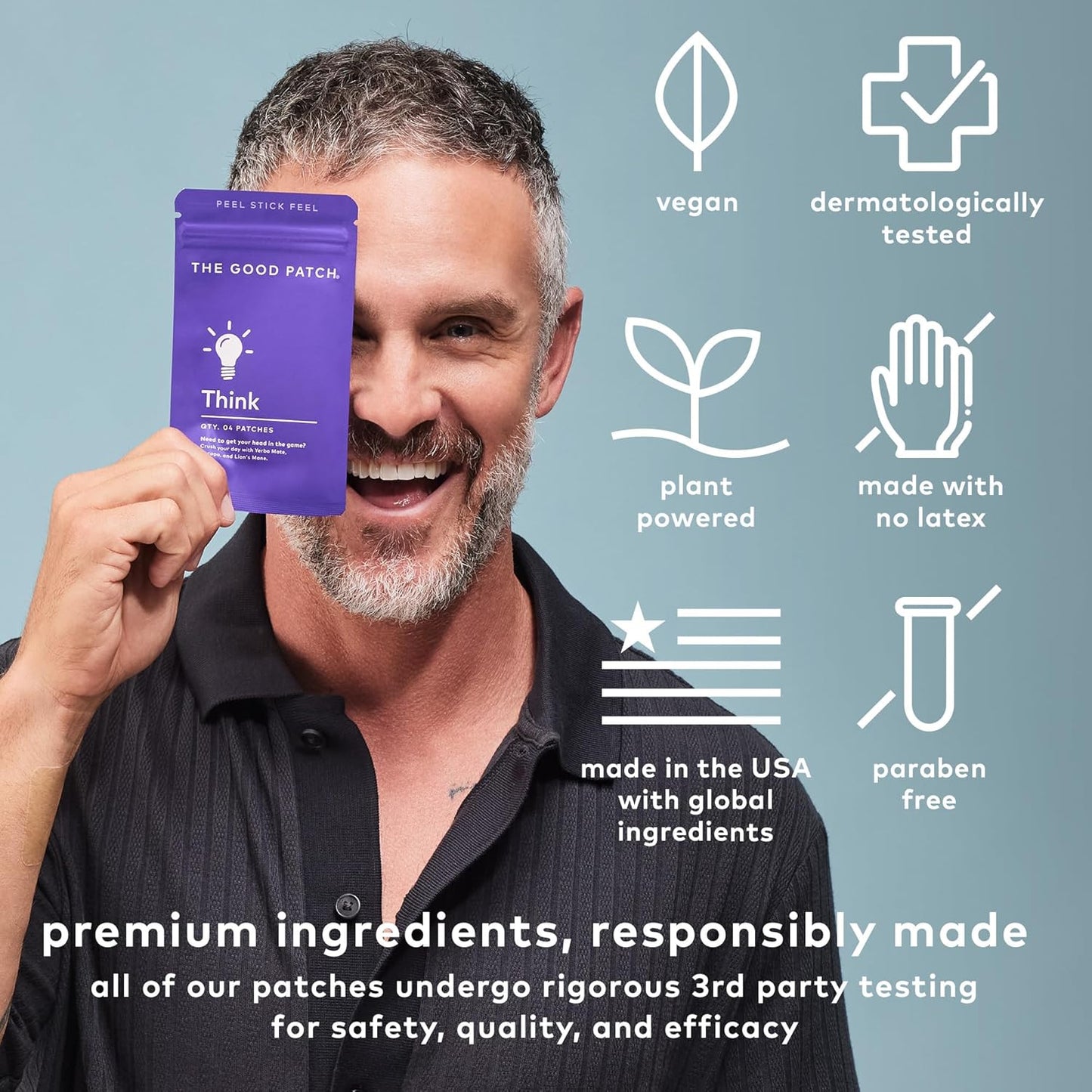 Plant-Powered Focus Patches with Caffeine, Yerba Mate, Bacopa, and Lion's Mane for Sustained Energy - 24 Total Patches