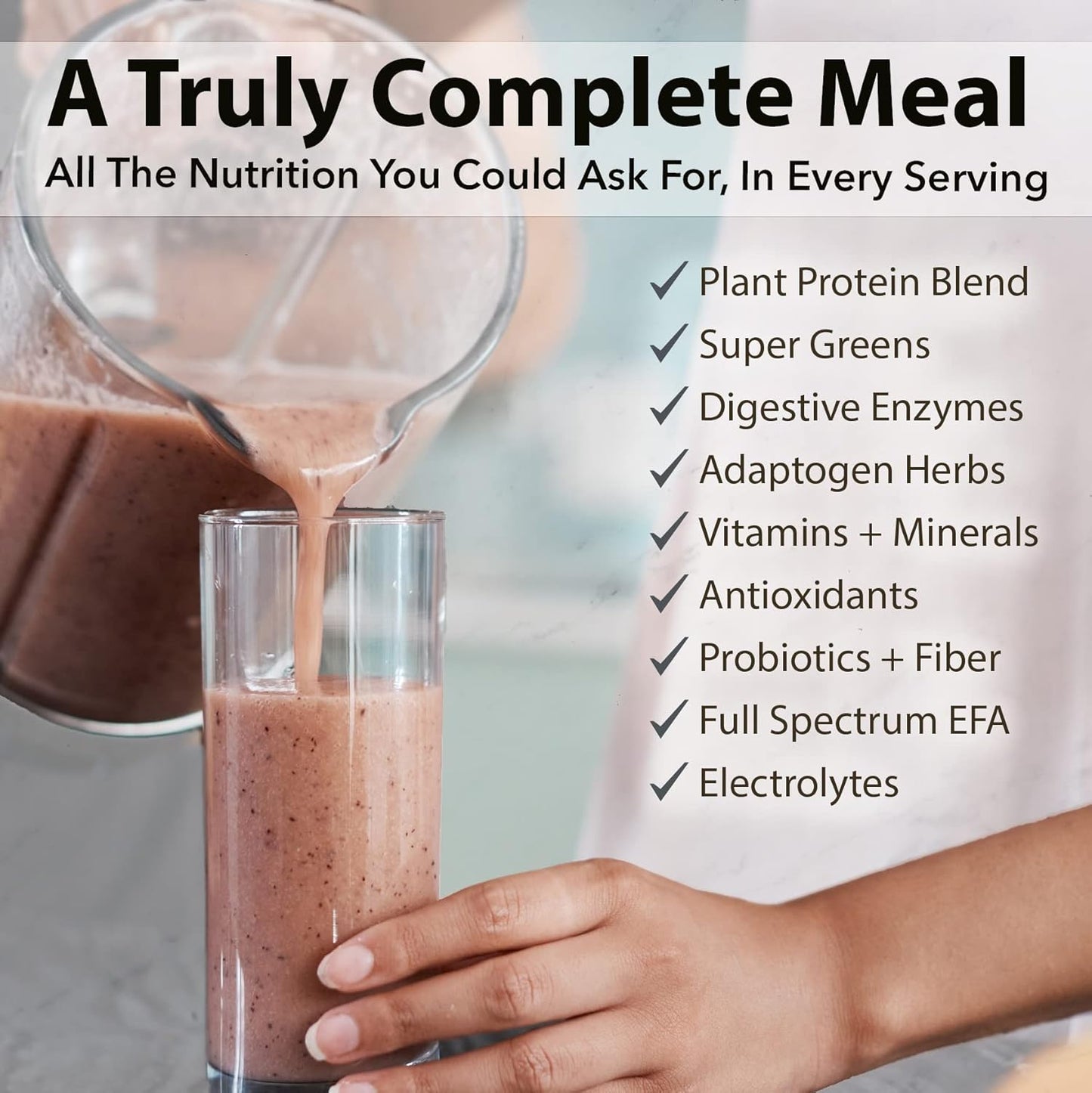 PlantFusion Complete Meal Replacement Shake - Chocolate Caramel Flavor - Plant Based Protein Powder with Superfoods, Greens, and Probiotics - Vegan, Gluten Free, Soy Free, Non-Dairy - Non-GMO - 2 lb