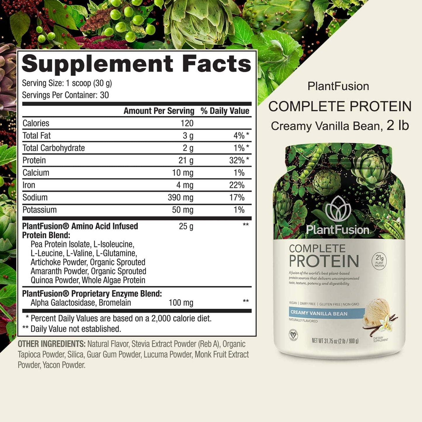 PlantFusion Complete Plant Based Pea Protein Powder Bundle - Non-GMO, Vegan, Dairy Free, Gluten Free, Soy Free - Vanilla Bean & Chocolate - 2 Pound - With Digestive Enzymes - Dietary Supplement