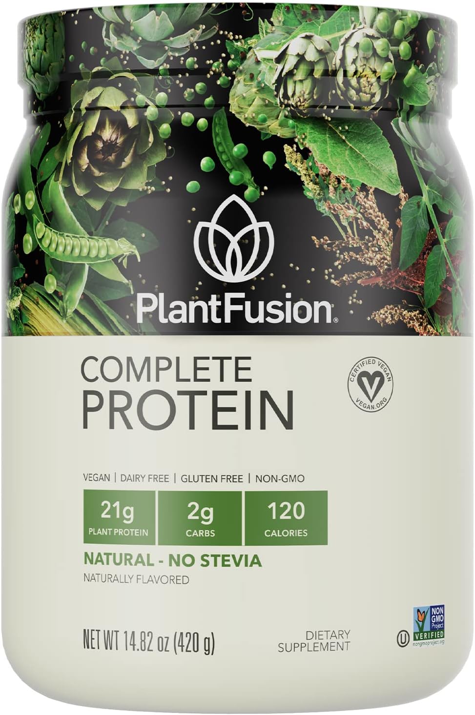 PlantFusion Complete Vegan Protein Powder - Plant-Based Protein with BCAAs, Digestive Enzymes, and Pea Protein - Keto-Friendly, Gluten-Free, Non-Dairy, Non-GMO - Natural Formula Without Stevia - 0.93 lb