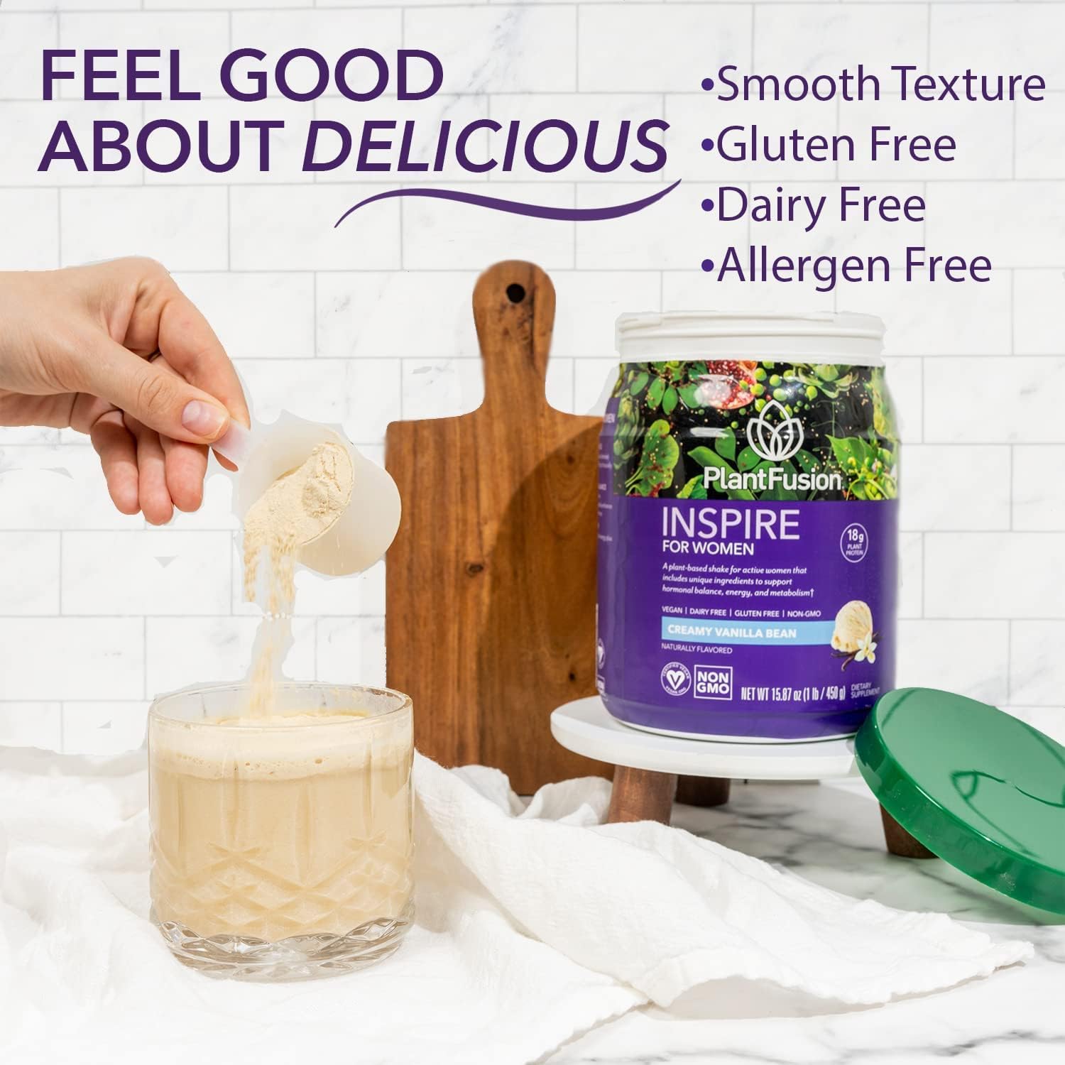 PlantFusion Inspire Low Carb Plant Protein Powder for Women - Lean Muscle Support - Keto, Gluten-Free, Soy-Free, Non-Dairy - Non-GMO, No Sugar - Natural Sweetened, 0.85 lb