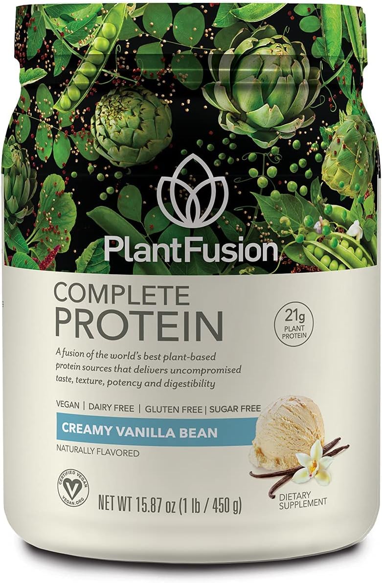 PlantFusion Pea Protein Powder Bundle - Vegan, Non-GMO, Dairy Free, Gluten Free, Soy Free - Vanilla Bean & Chocolate Flavor - 2 lbs with Digestive Enzymes