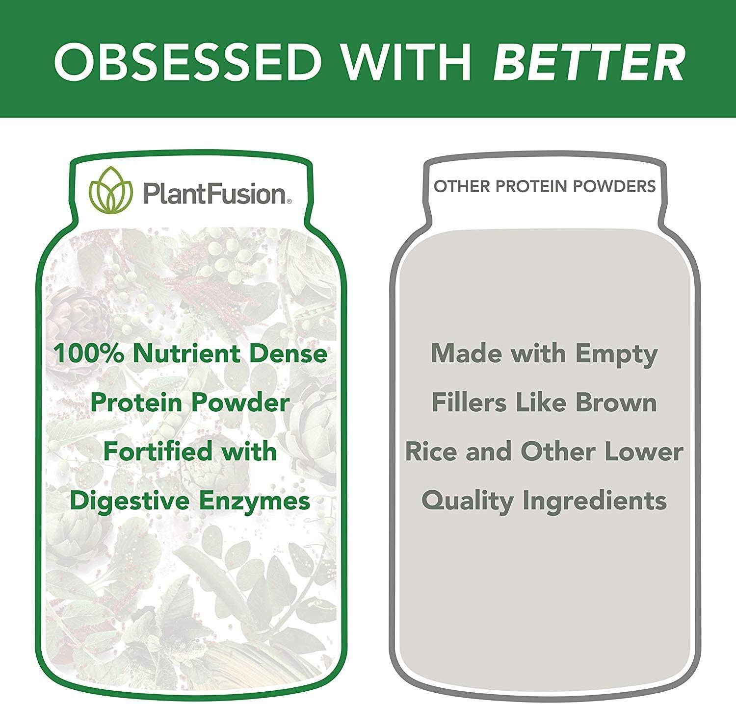 PlantFusion Pea Protein Powder Bundle - Vegan, Non-GMO, Dairy Free, Gluten Free, Soy Free - Vanilla Bean & Chocolate Flavor - 2 lbs with Digestive Enzymes