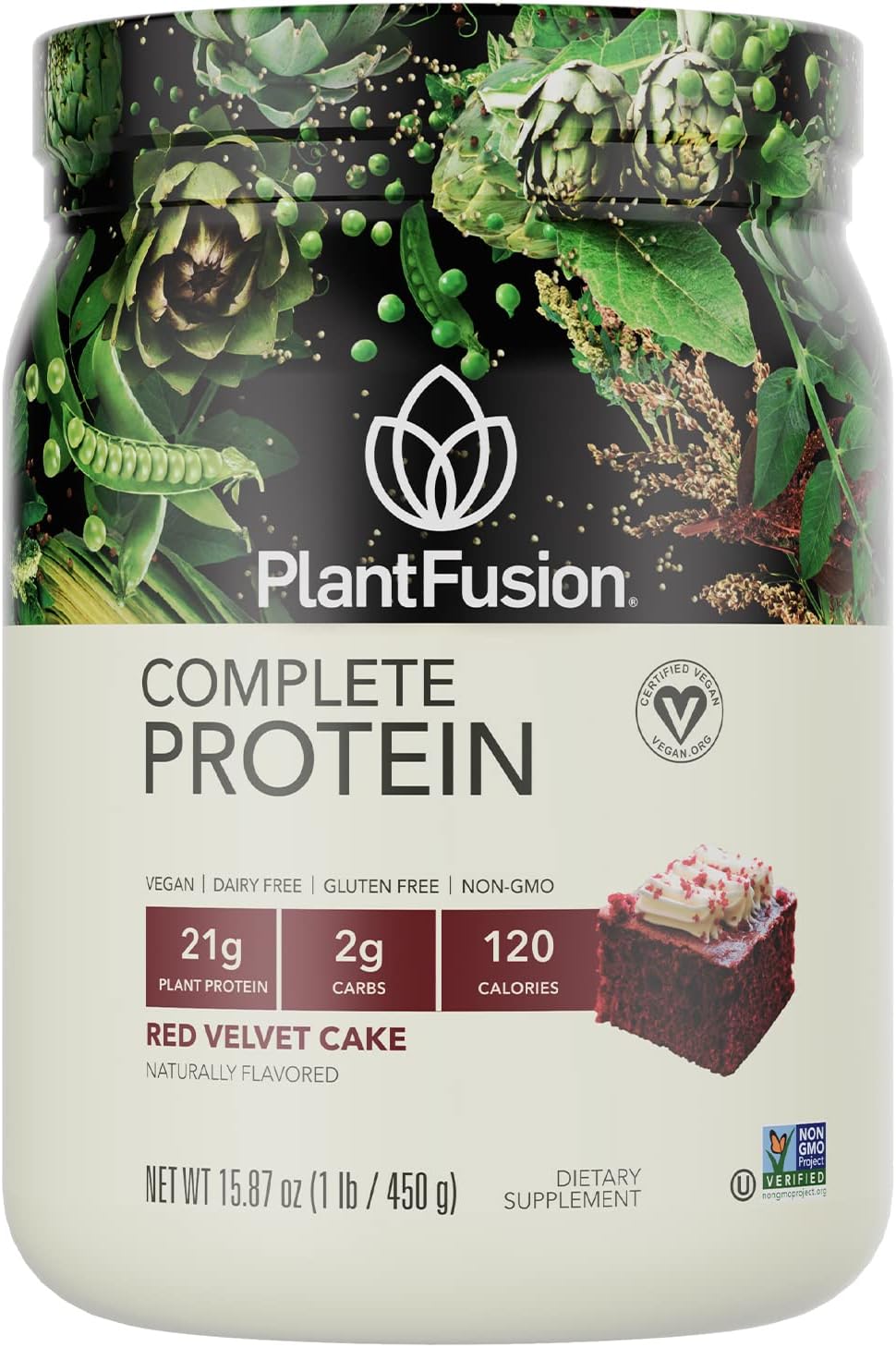 PlantFusion Red Velvet Vegan Protein Powder - Plant Based with BCAAs, Digestive Enzymes, Pea Protein - Keto, Gluten Free, Non-Dairy - 1 lb
