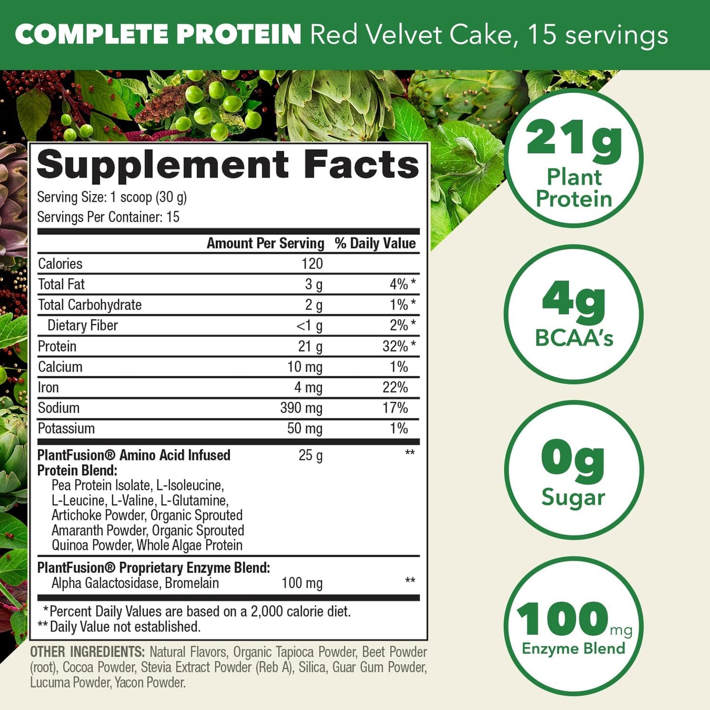 PlantFusion Red Velvet Vegan Protein Powder - Plant Based with BCAAs, Digestive Enzymes, Pea Protein - Keto, Gluten Free, Non-Dairy - 1 lb