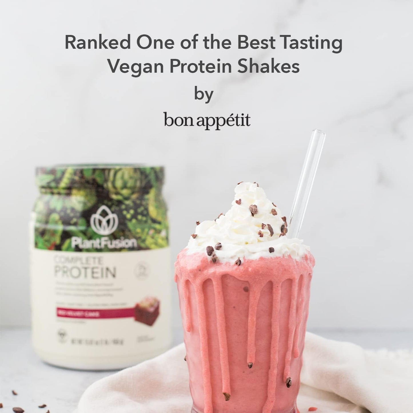 PlantFusion Red Velvet Vegan Protein Powder - Plant Based with BCAAs, Digestive Enzymes, Pea Protein - Keto, Gluten Free, Non-Dairy - 1 lb