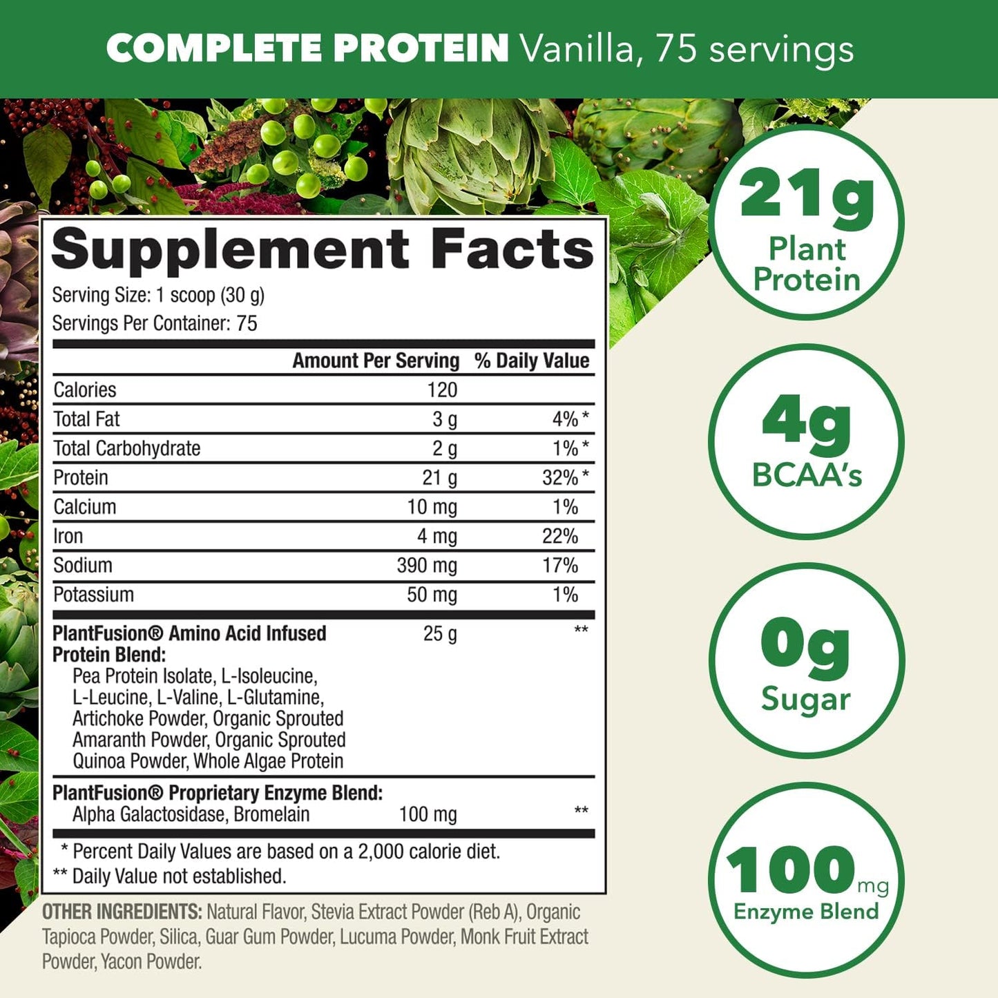 PlantFusion Vanilla Bean Vegan Protein Powder - 5lb Bulk with BCAAs, Digestive Enzymes, and Pea Protein - Keto, Gluten Free, Soy Free, Non-Dairy, No Sugar, Non-GMO