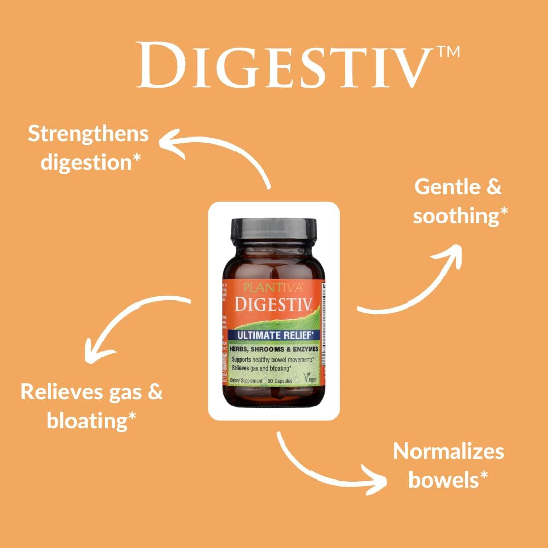 Plantiva Digestiv - Clinically Developed Natural Digestion Support Supplement (60 Capsules)