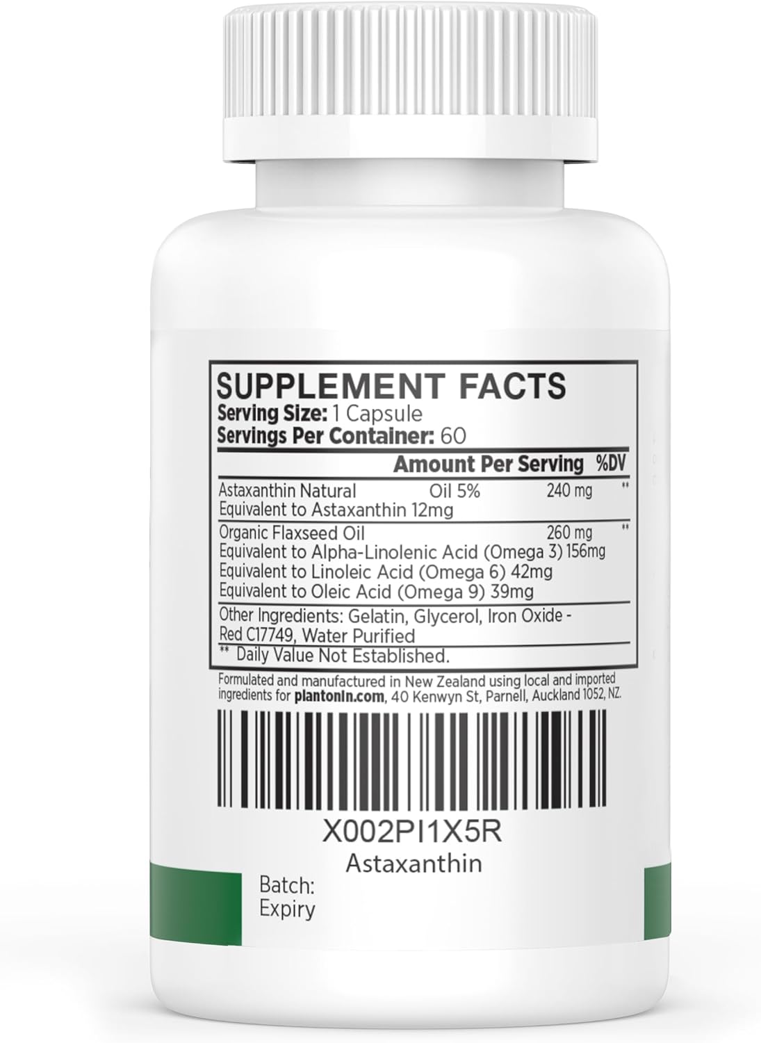 Plantonin New Zealand Astaxanthin 12mg Soft Gels - Antioxidant for Joint Mobility, Skin & Eye Health - GMO & Gluten Free - 60 Capsules