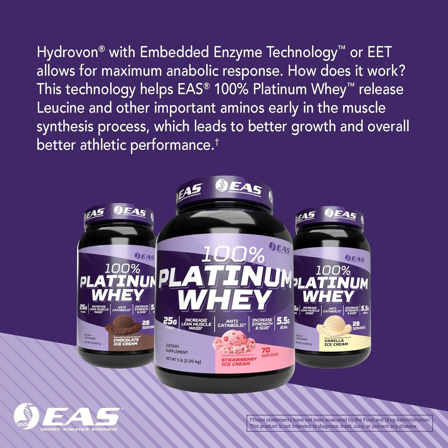 Platinum 100% Whey Protein Blend | 3 Ultra-Platinum Whey Proteins | Vanilla Ice Cream Flavor | 25g Protein, 5.5g BCAAs | 5 lb Size & Strength Formula