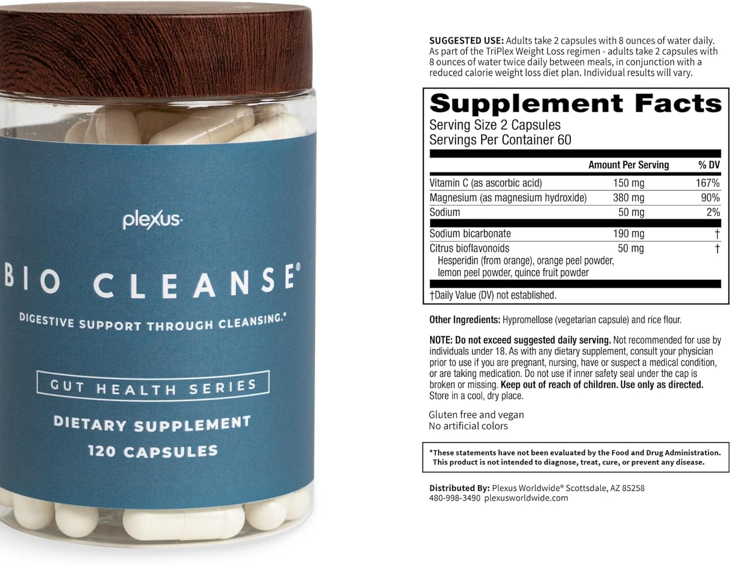 Plexus Bio Cleanse 120 Count - Detox and Cleanse Supplement for Digestive Health