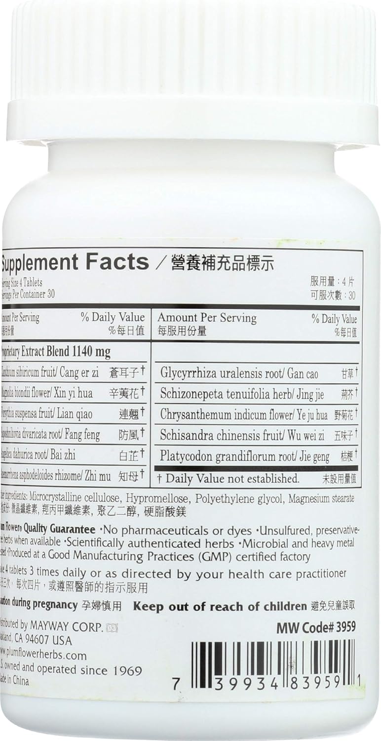 Plum Flower Chinese Tea Bi Yan Pian Tablets, 120 Count - Natural Sinus Relief - BoostGo Australia