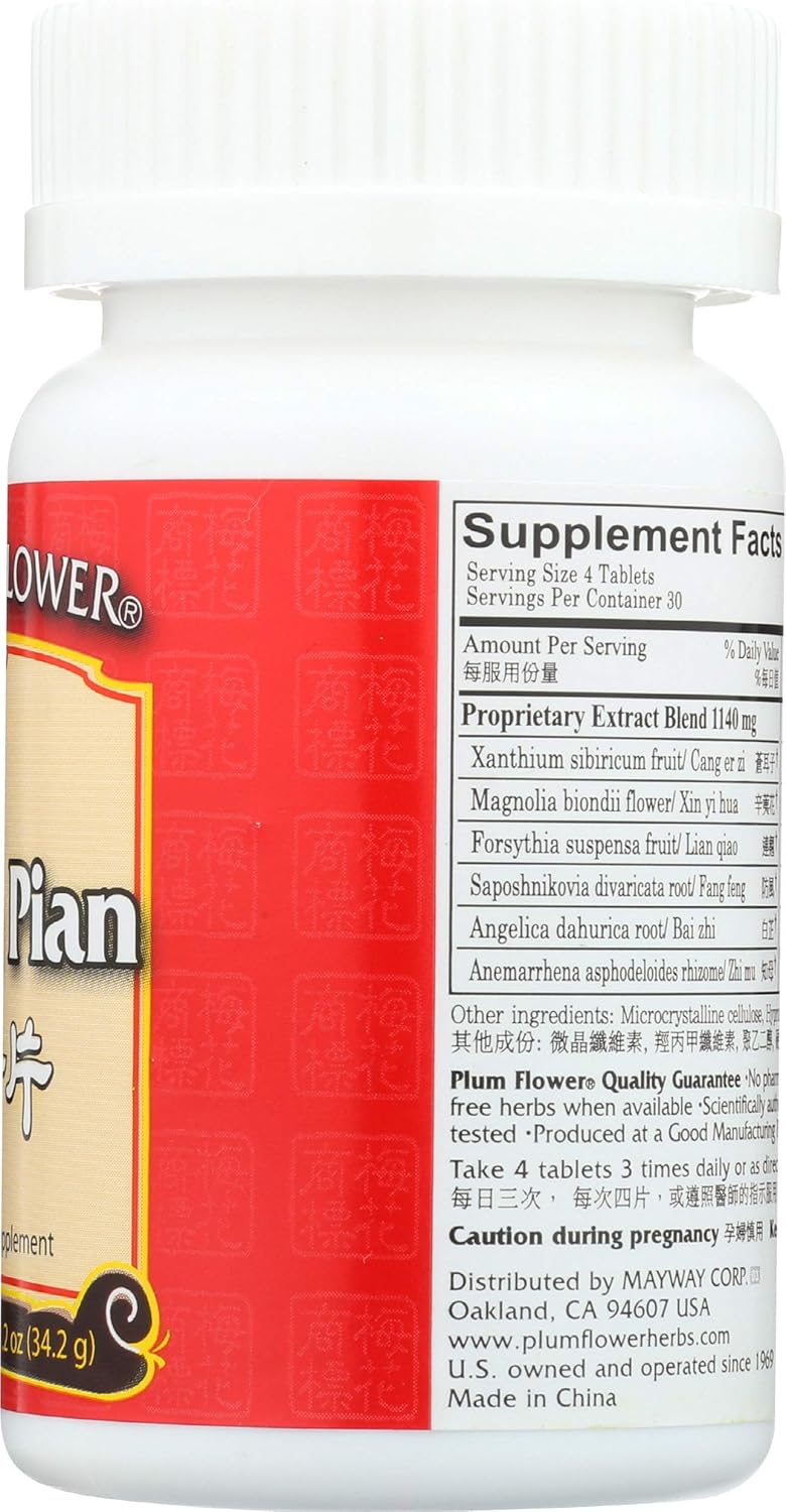 Plum Flower Chinese Tea Bi Yan Pian Tablets, 120 Count - Natural Sinus Relief - BoostGo Australia