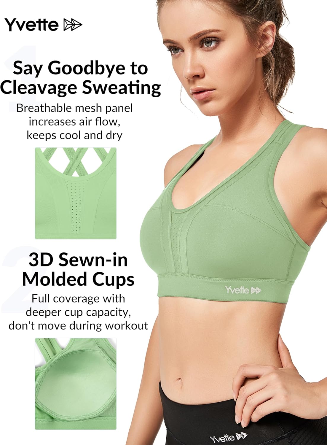 Plus Size Yvette Women High Impact Sports Bra with Criss Cross Back for Running - Sexy and Supportive