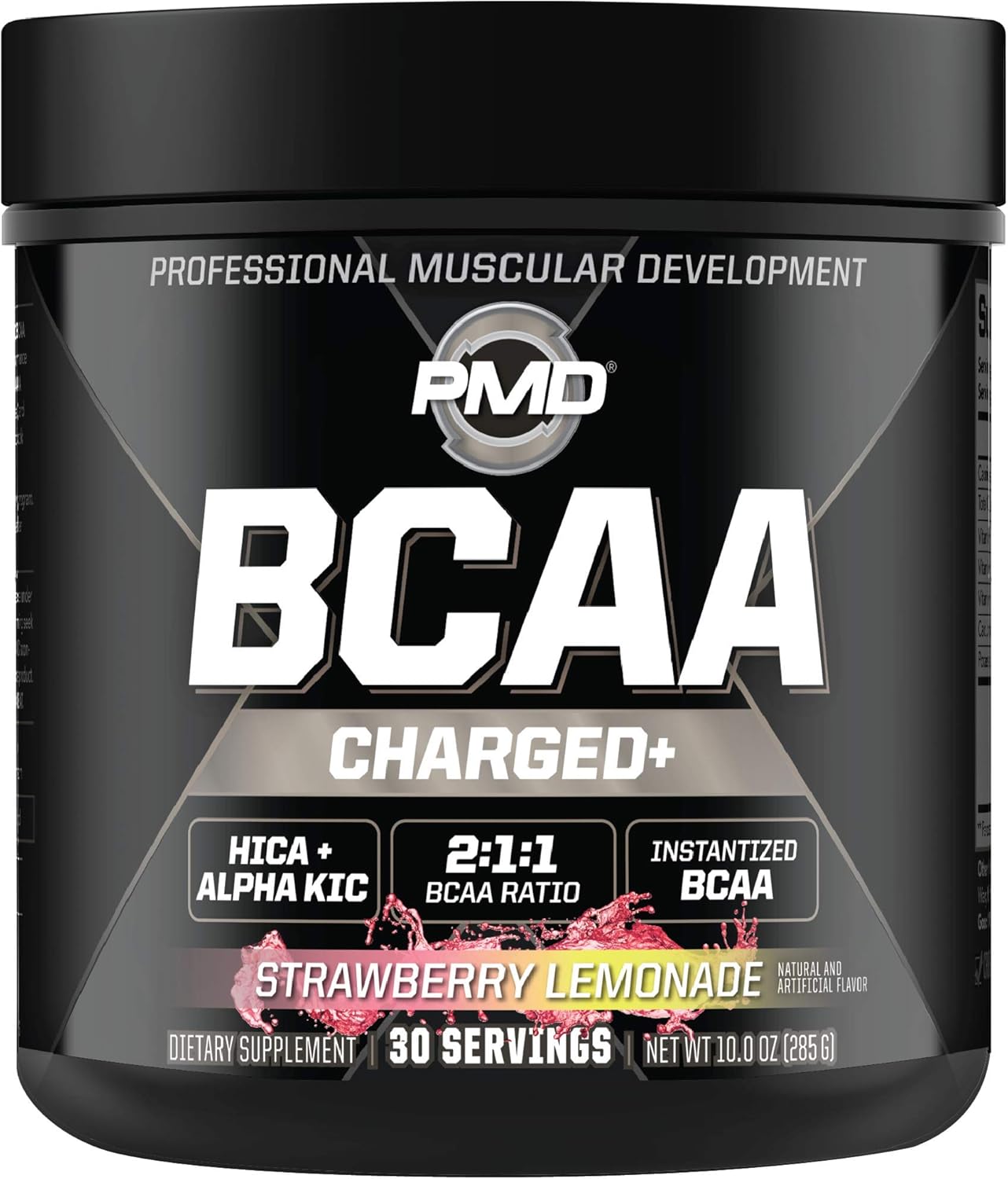 PMD Sports BCAA Charged Amino Acid Drink Mix - Boost Performance, Recovery, Endurance, and Hydration - Strawberry Lemonade - 30 Servings