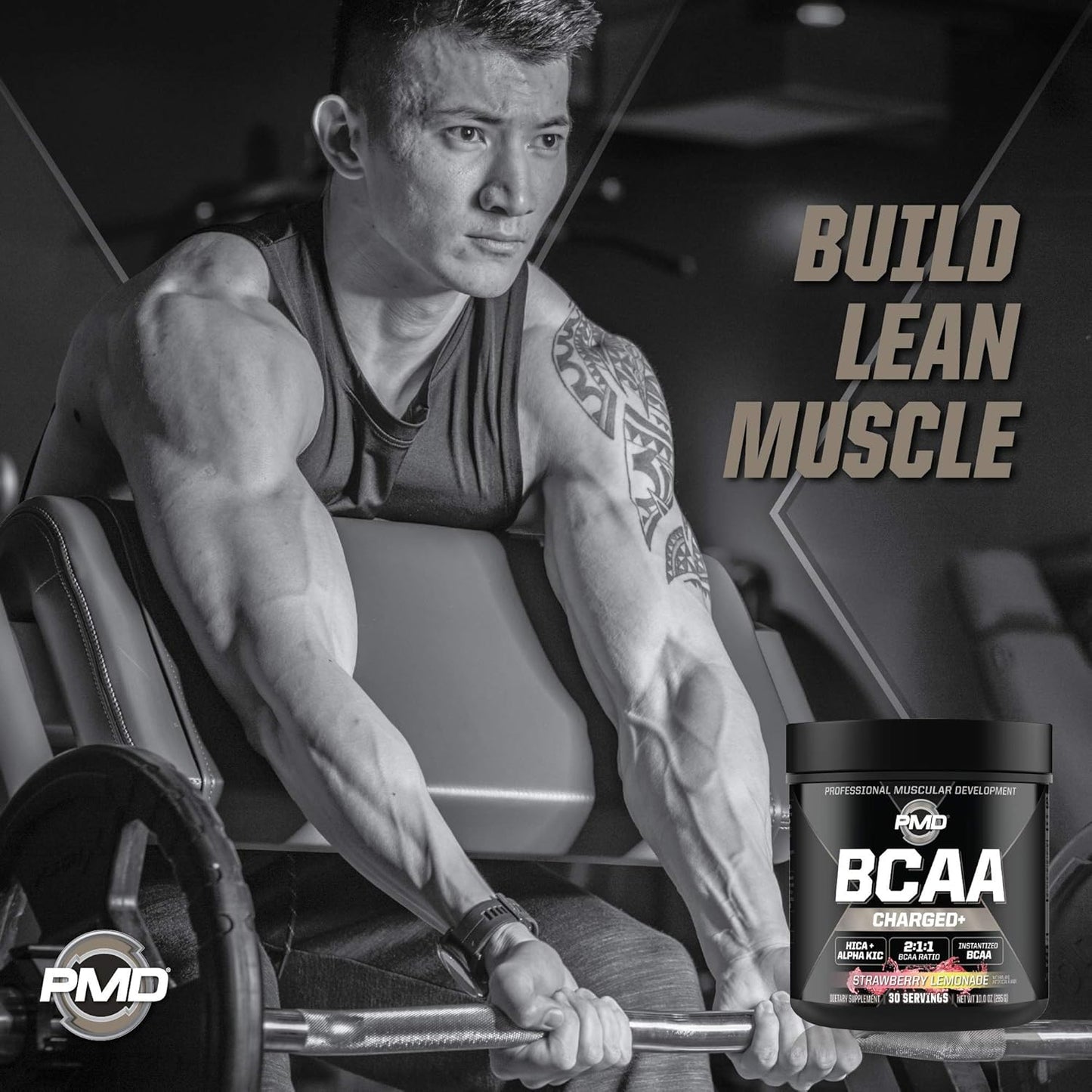 PMD Sports BCAA Charged Amino Acid Drink Mix - Boost Performance, Recovery, Endurance, and Hydration - Strawberry Lemonade - 30 Servings