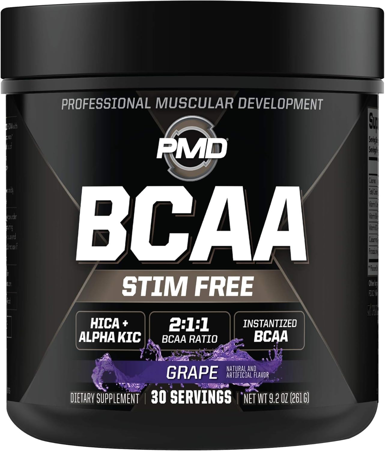 PMD Sports BCAA Grape Powder Drink Mix - Enhance Workouts, Boost Recovery, Increase Energy, Build Muscle - Stim-Free Amino Acids - 30 Servings