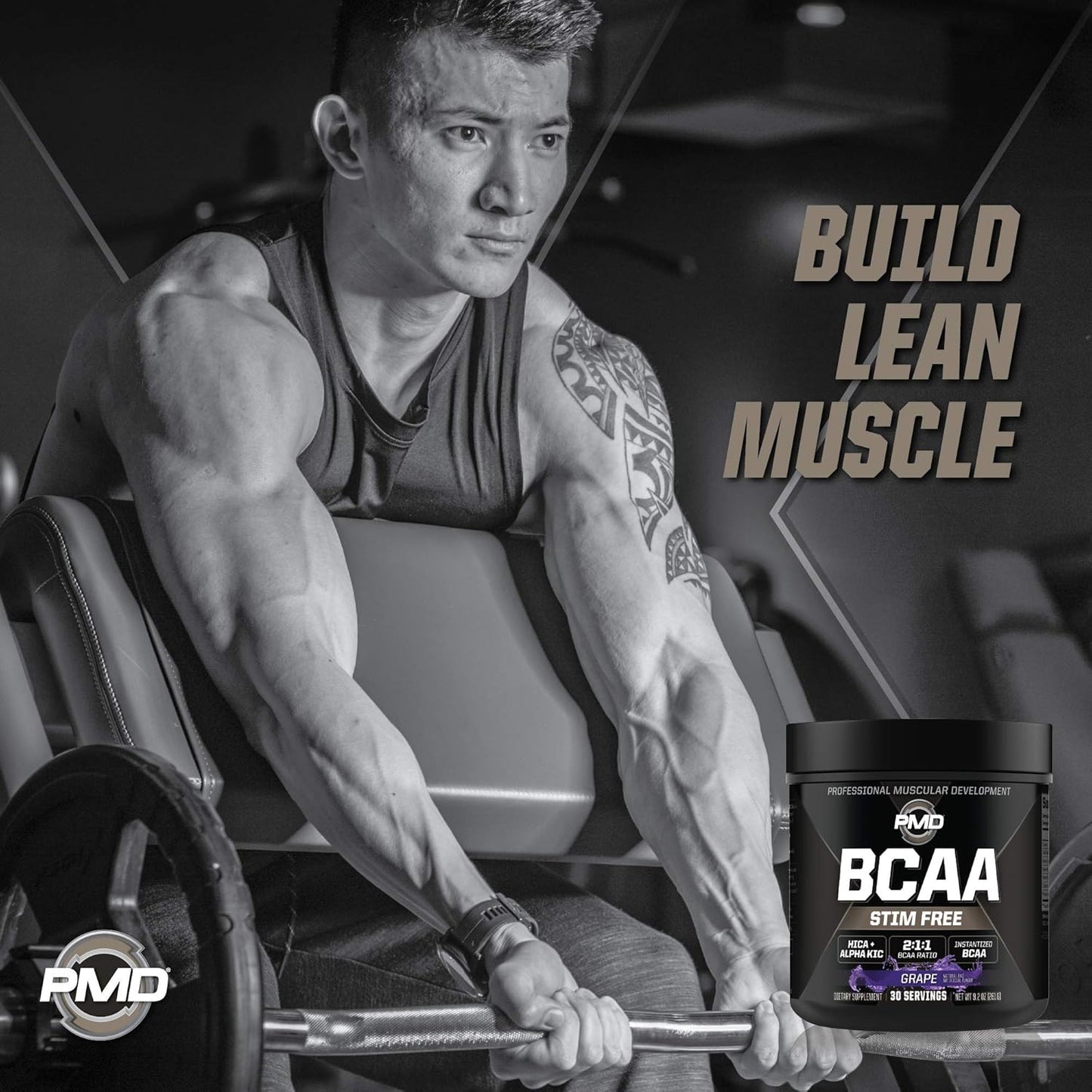 PMD Sports BCAA Grape Powder Drink Mix - Enhance Workouts, Boost Recovery, Increase Energy, Build Muscle - Stim-Free Amino Acids - 30 Servings