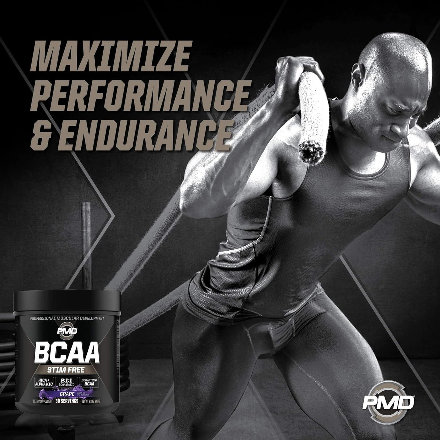 PMD Sports BCAA Grape Powder Drink Mix - Enhance Workouts, Boost Recovery, Increase Energy, Build Muscle - Stim-Free Amino Acids - 30 Servings