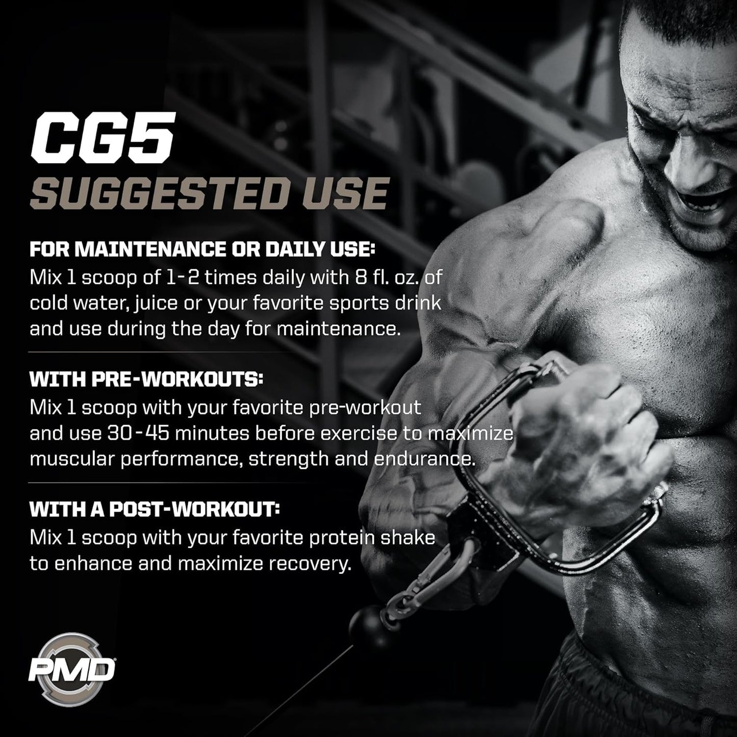 PMD Sports CG5 Premium Creatine & L Glutamine Powder for Lean Muscle & Workout Performance - Unflavored, 30 Servings