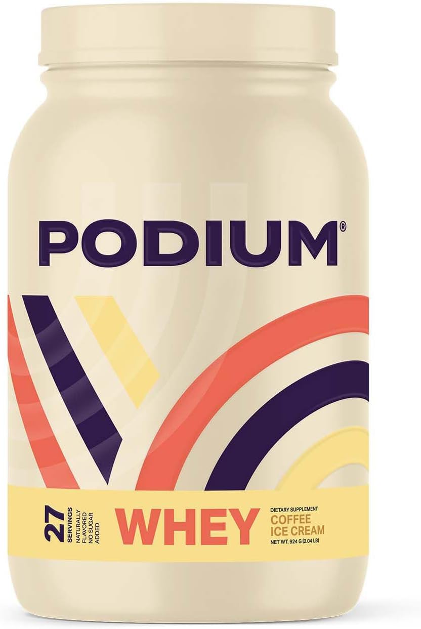 Podium Nutrition Coffee Ice Cream Whey Protein Powder - 27 Servings, 25g Protein Per Serving, Gluten & Soy Free