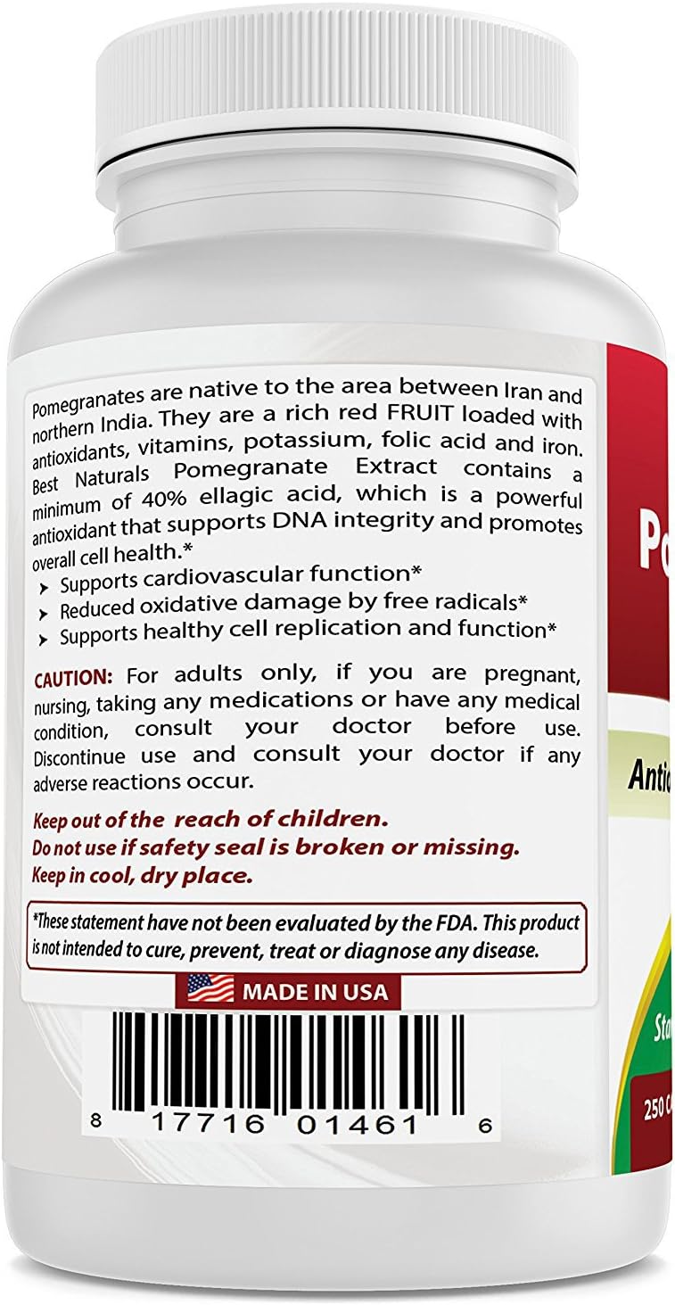 Pomegranate Extract 250 mg - 250 Capsules - Top Quality Natural Supplement for Overall Wellness