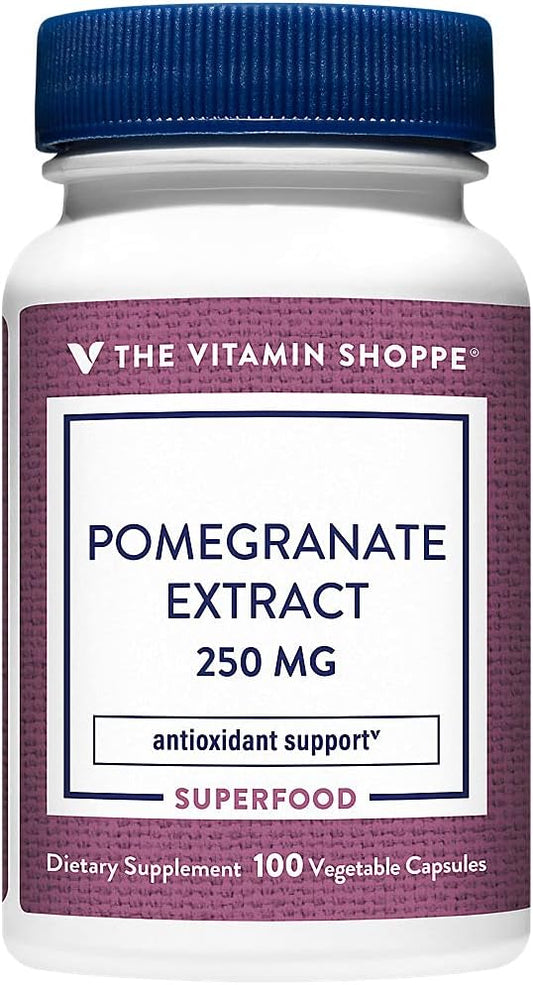 Pomegranate Extract 250MG Capsules for Cellular Health - Antioxidant Superfood (100 Veggie Capsules) by The Vitamin Shoppe
