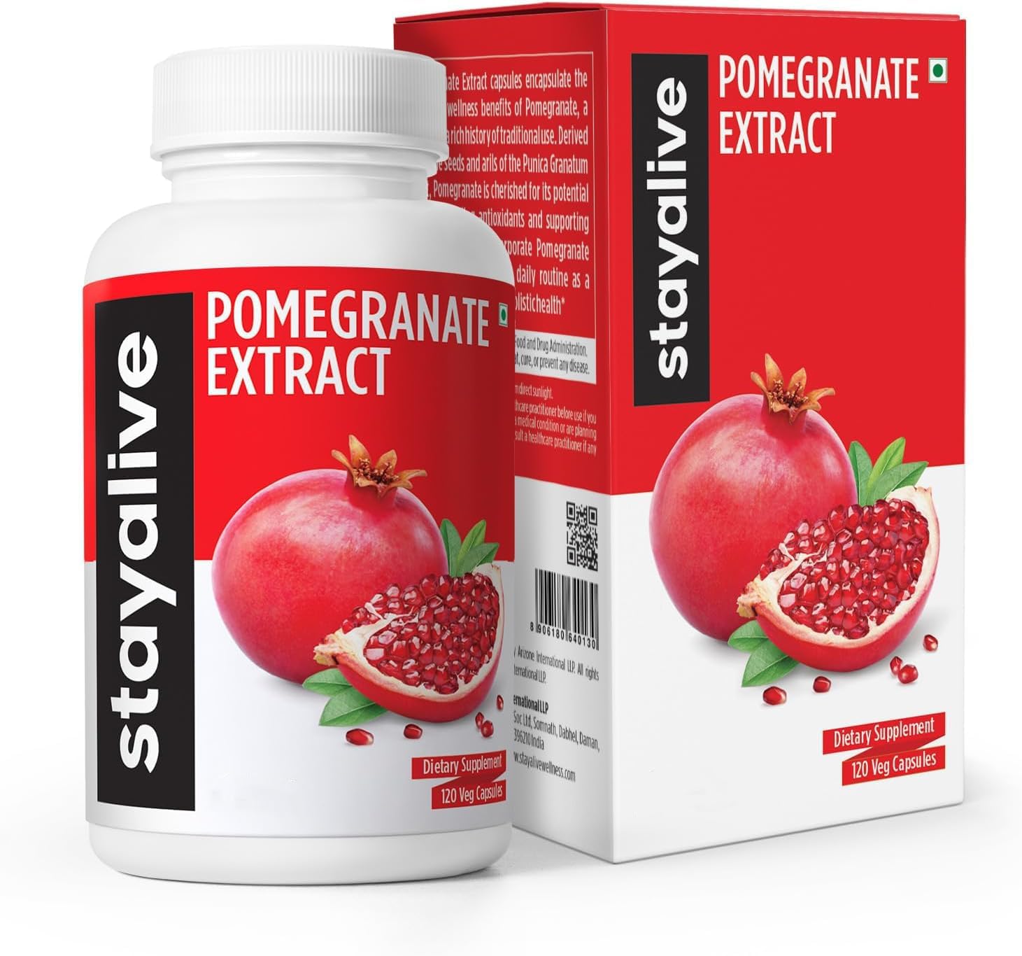 Pomegranate Extract Capsules 400mg - 120 Count for Heart & Skin Health - High Ellagic Acid - Non-GMO Gluten-Free Supplement