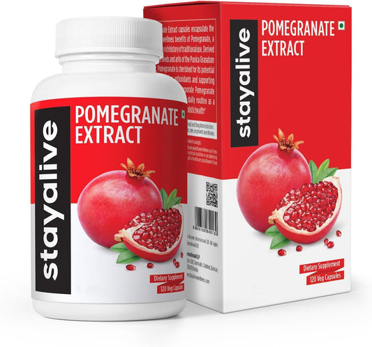 Pomegranate Extract Capsules 400mg - 120 Count for Heart & Skin Health - High Ellagic Acid - Non-GMO Gluten-Free Supplement