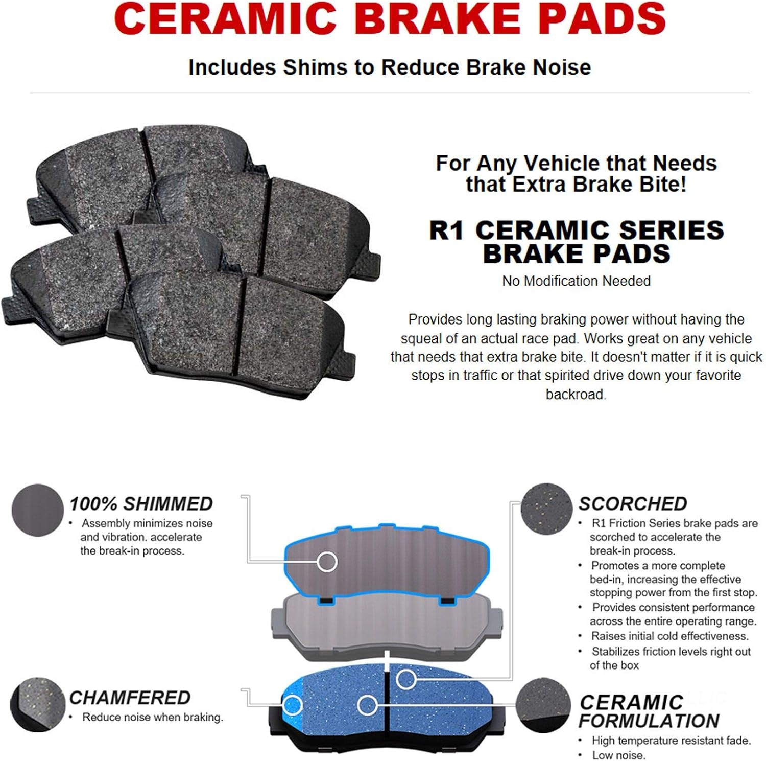 Porsche Cayenne R1 Concepts eLine Black Slotted Brake Rotors Kit with Ceramic Pads for Front and Rear