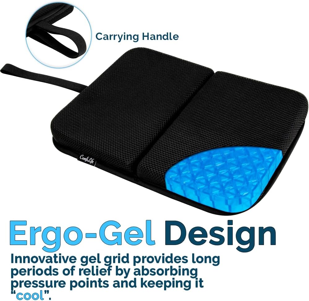 Portable Gel Grid Travel Seat Cushion for Ultimate Comfort - Ideal for Airplane Seats, Camping, Flights, Bleachers, and Commuting