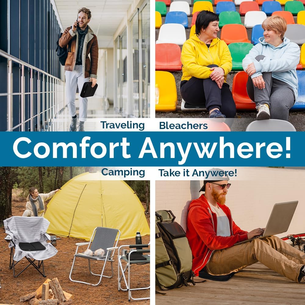 Portable Gel Grid Travel Seat Cushion for Ultimate Comfort - Ideal for Airplane Seats, Camping, Flights, Bleachers, and Commuting
