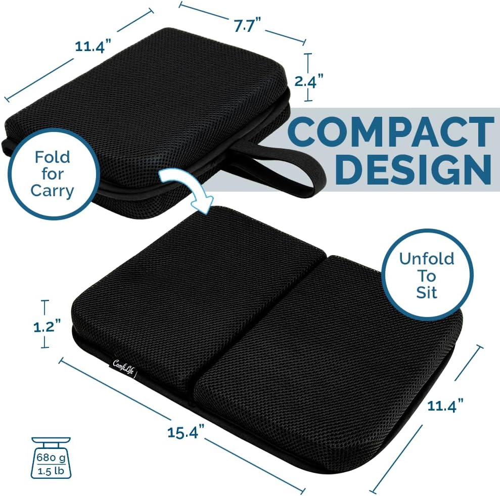 Portable Gel Grid Travel Seat Cushion for Ultimate Comfort - Ideal for Airplane Seats, Camping, Flights, Bleachers, and Commuting