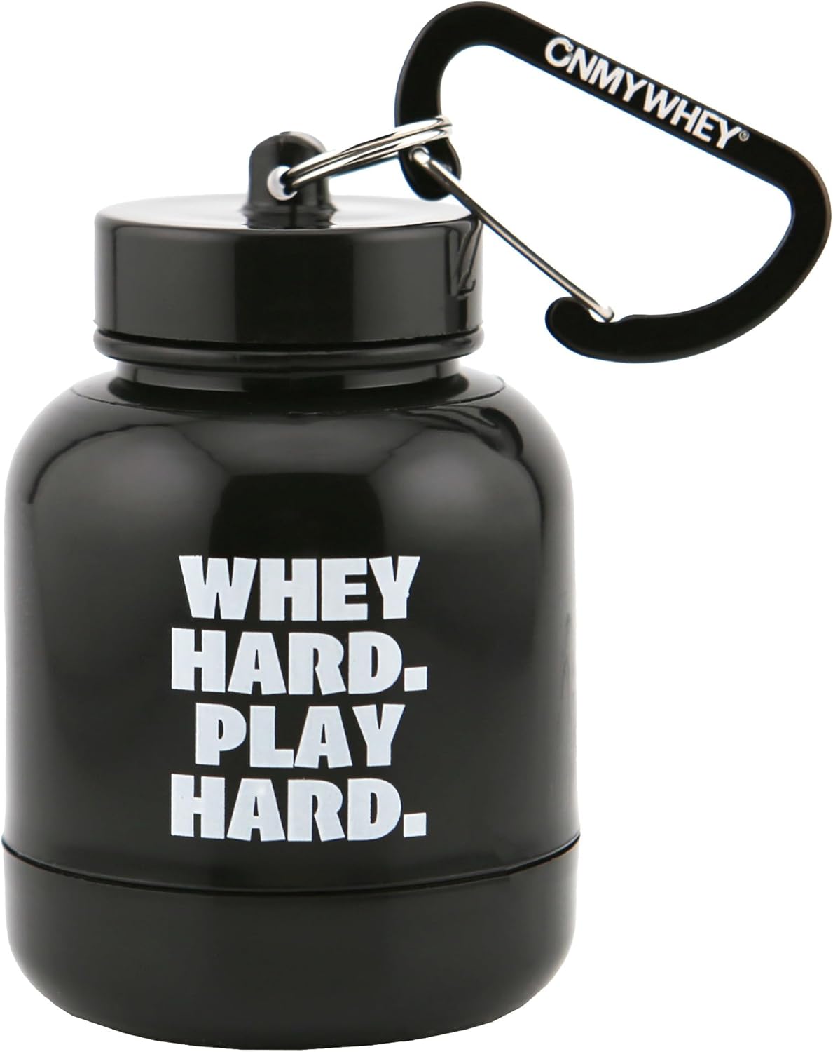 Portable ONMYWHEY Protein Powder Funnel Keychain for Gym, Workouts, Travel - TSA Approved & Whey Hard Play Hard Supplement Container