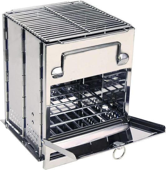 Portable Stainless Steel Folding Camp Stove with Grill for Hiking and Camping