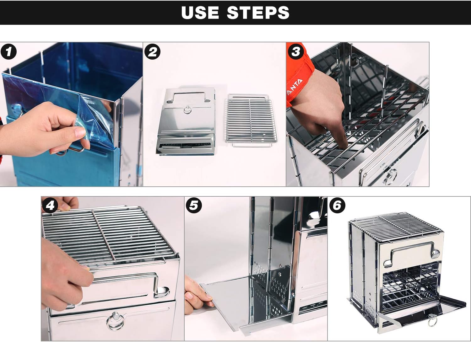 Portable Stainless Steel Folding Camp Stove with Grill for Hiking and Camping