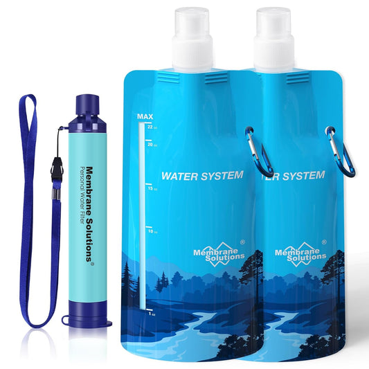 Portable Water Purification Unit with 5-Stage Filtration - 0.1 Micron Pore Size, Lightweight 3 oz Design, Ideal for Travel, Camping, Hiking - 99.99999% E. Coli Reduction