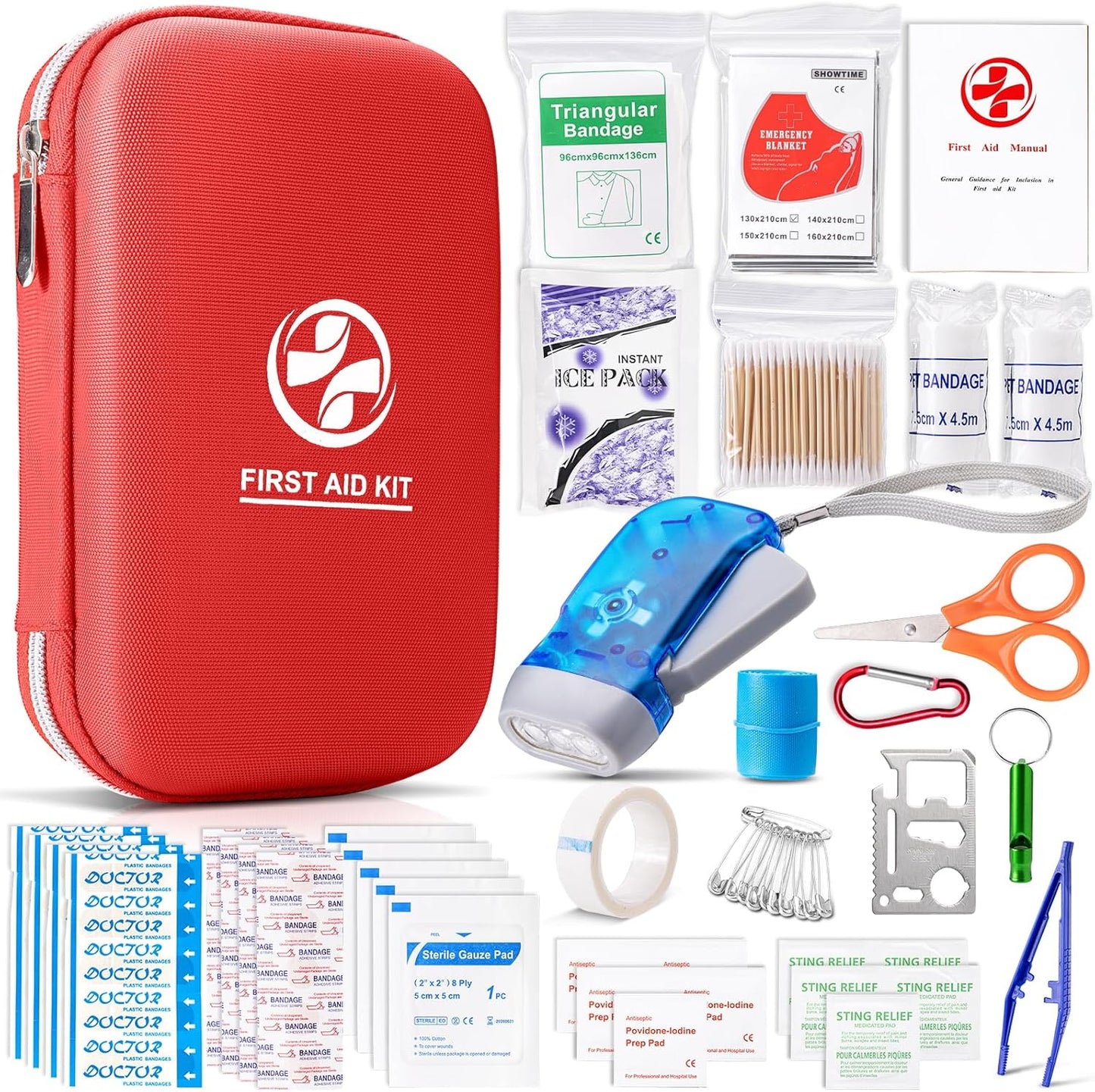 Portable Waterproof First Aid Kit with Essential Emergency Medical Supplies for Home, Travel, Camping, Hiking, Sports, College Dorms - Compact Emergency Medical Kit