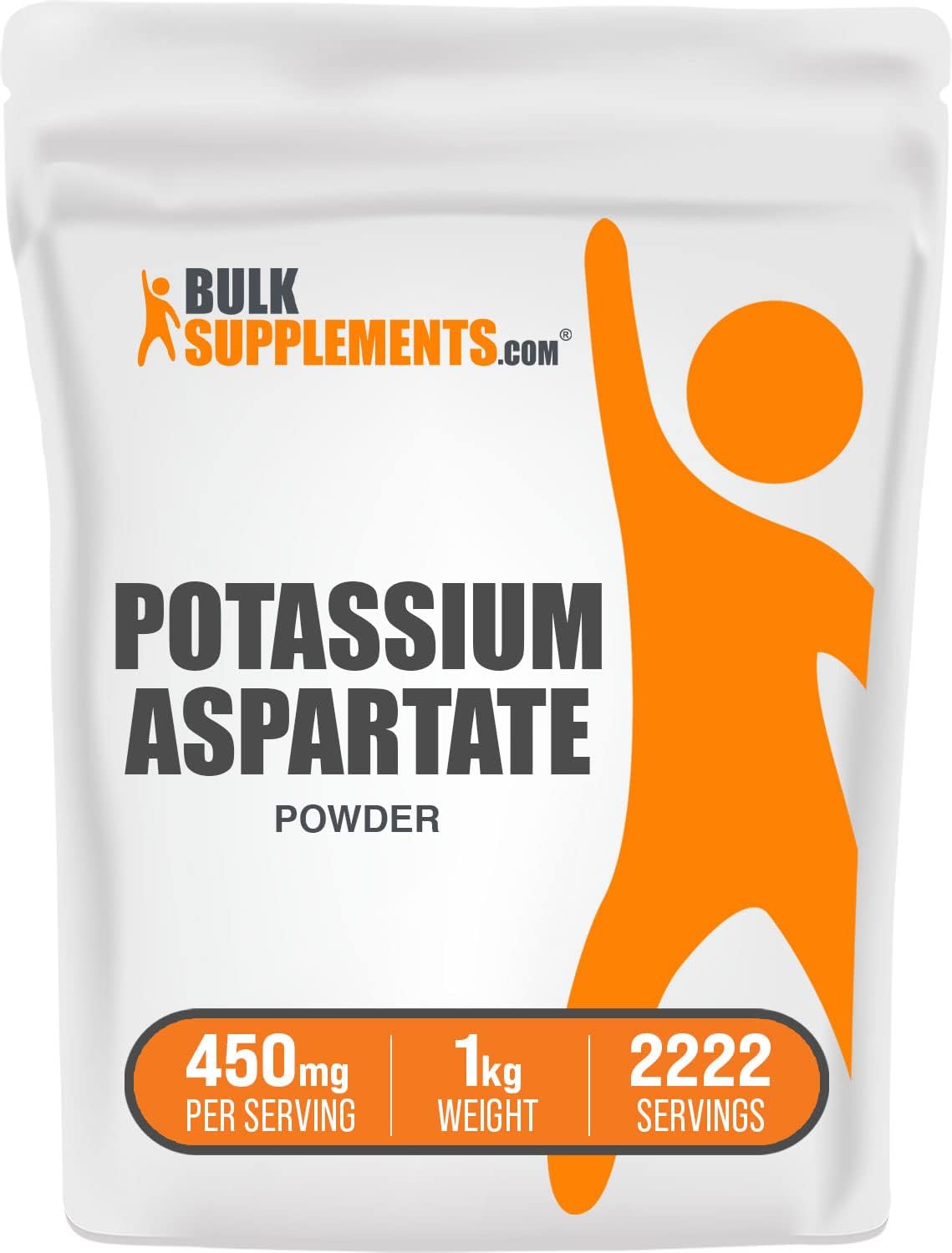 Potassium Aspartate Powder Supplement - 1kg (2.2 lbs) Gluten Free Potassium Supplement 450mg per Serving