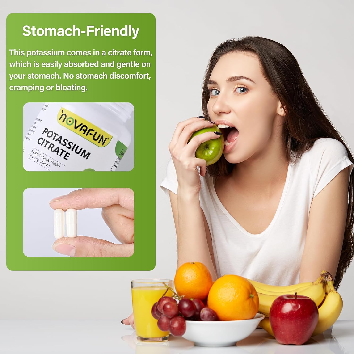 Potassium Citrate 1000mg & Potassium Magnesium with Calcium Zinc Supplements Bundle for Heart, Bone, Muscle Health - Novafun