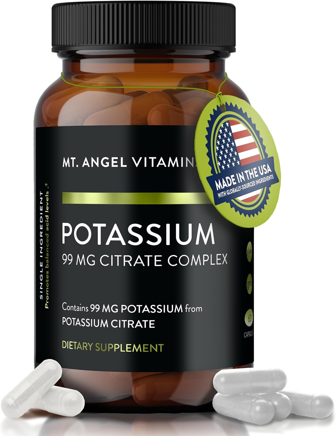 Potassium Citrate Complex Supplement - 99 MG, 60 Capsules by Mt. Angel Vitamins