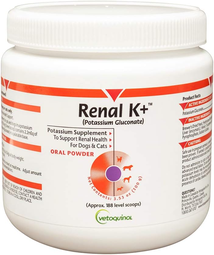 Potassium Gluconate Powder for Dogs and Cats - Vetoquinol Renal K+ Supplement 3.5oz - BoostGo Australia