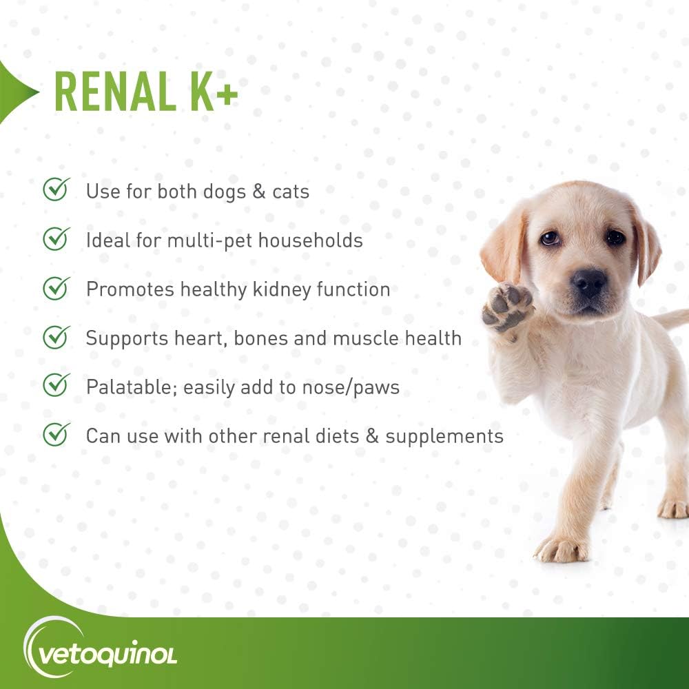 Potassium Gluconate Powder for Dogs and Cats - Vetoquinol Renal K+ Supplement 3.5oz - BoostGo Australia