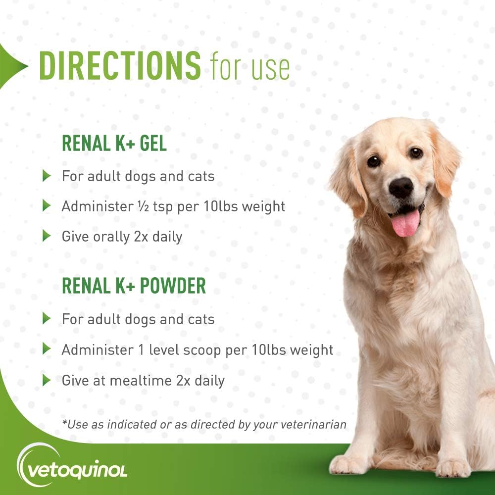 Potassium Gluconate Powder for Dogs and Cats - Vetoquinol Renal K+ Supplement 3.5oz - BoostGo Australia