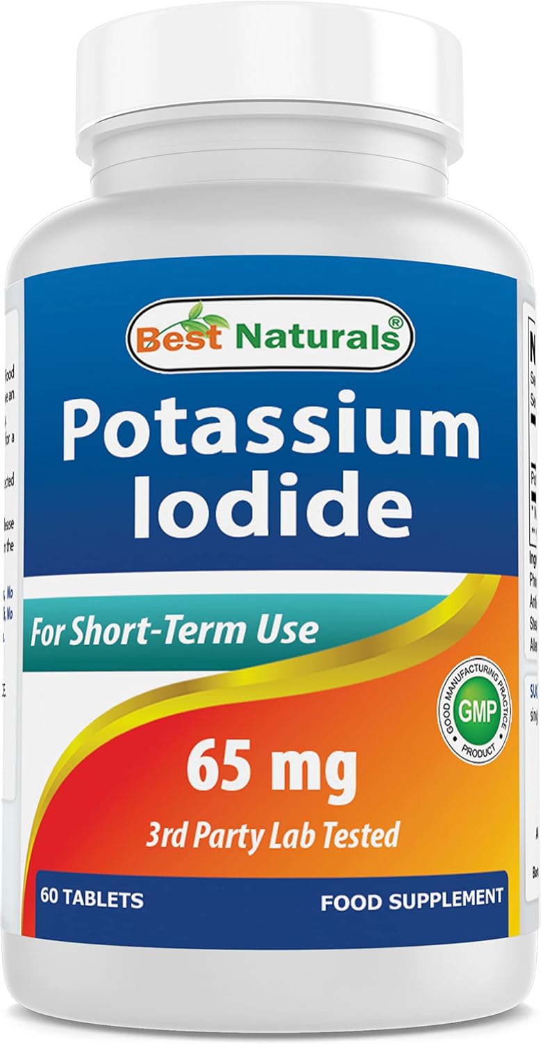 Potassium Iodide 65mg Tablets - Best Natural Dietary Supplement, 60 Count Pack of 1