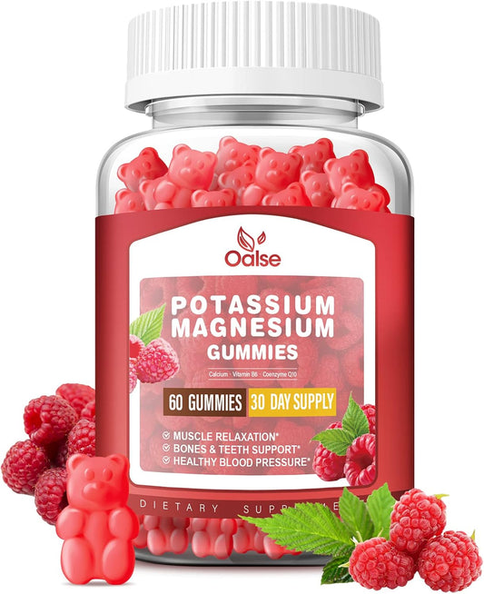 Potassium Magnesium Gummies for Adults and Kids with High Absorption, Raspberry Flavor, Chewable Supplements - BoostGo Australia